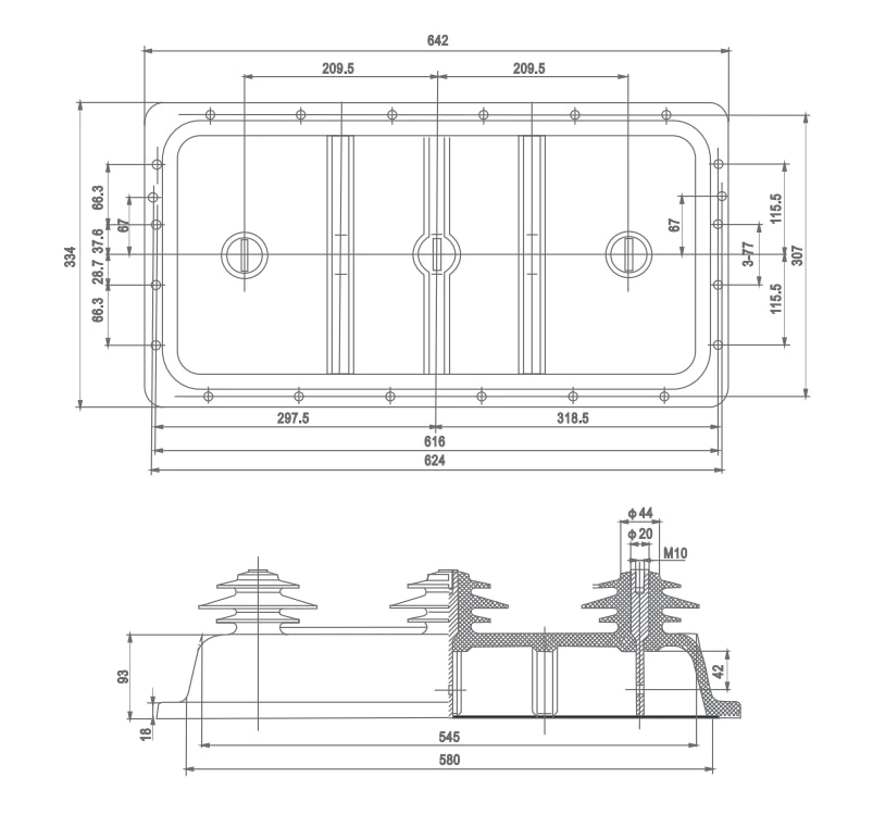 12kv 642mm Insulating Shell for SF6 Gas Insulated Load Break Switch