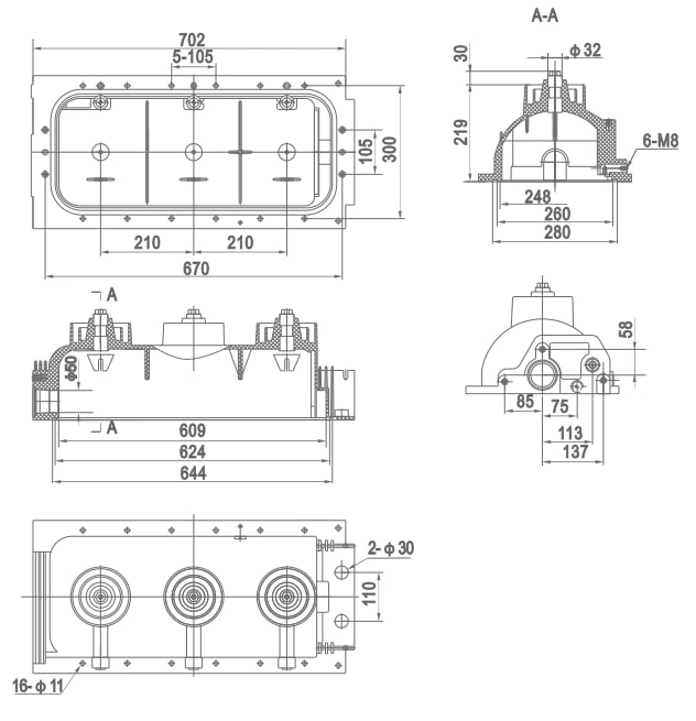 12kv 700mm Insulating Shell for SF6 Gas Insulated Load Break Switch